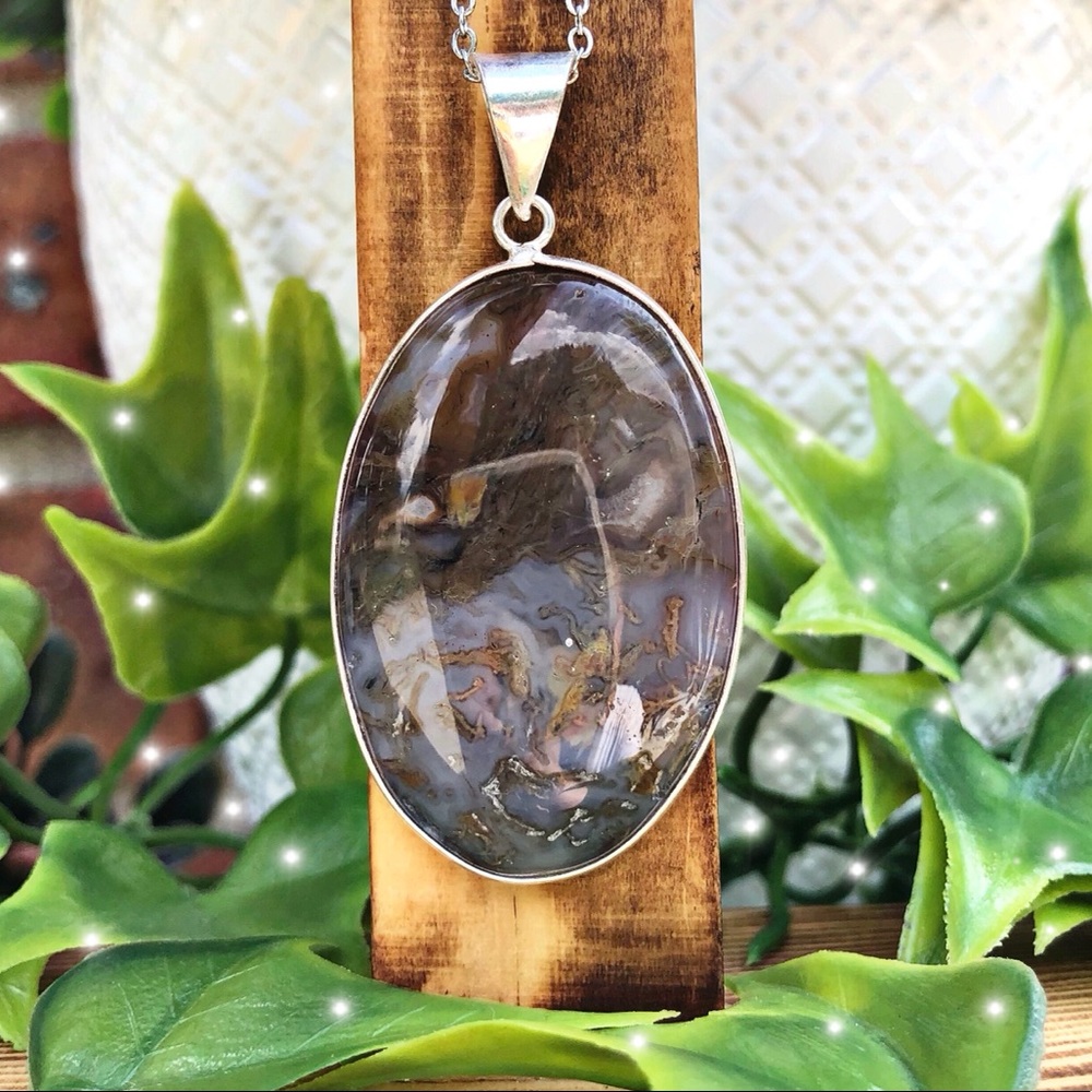 .925 Lavender Moss Agate Necklace🔮